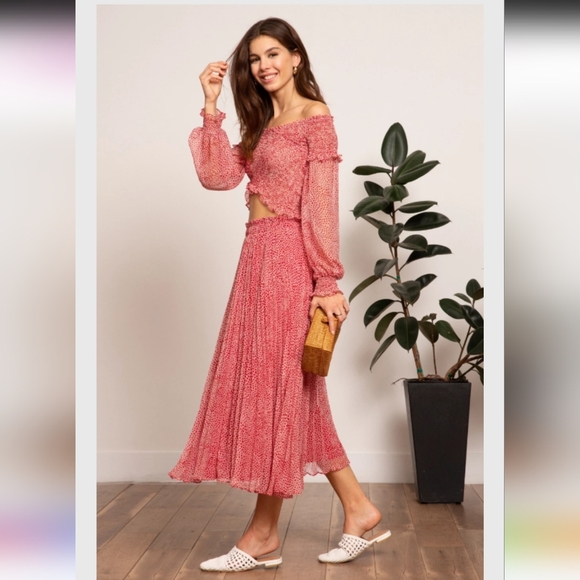 Lucy Paris Pink Printed Off-Shoulder Maxi Skirt - Picture 3 of 3